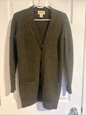 Denim & Supply Ralph Lauren Olive Green Chunky V-Neck Cardigan